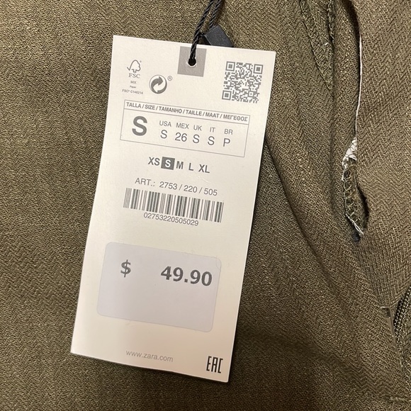 Zara women green linen pants. Small - Picture 3 of 6